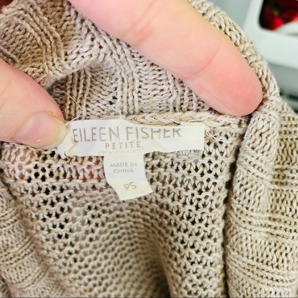 Eileen Fisher PS Tan Open Knit Asymmetrical Open Cardigan 2804 - Picture 8 of 8
